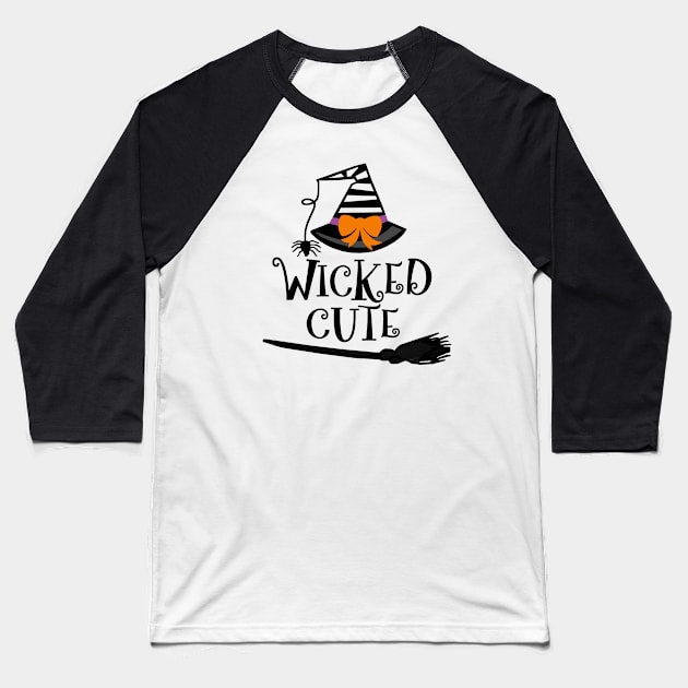 Wicked Cute, Halloween Witch Baseball T-Shirt by FanSwagUnltd